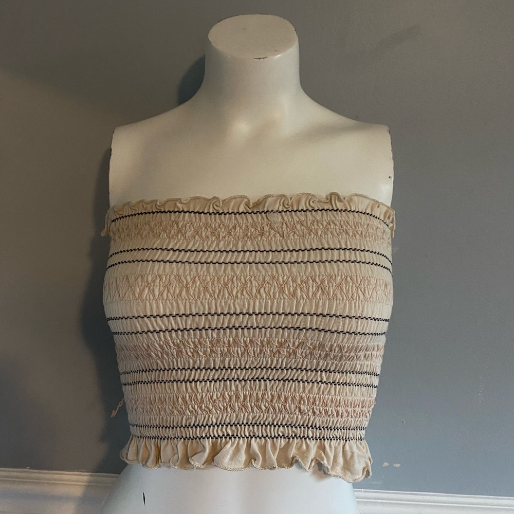 Ribbed striped tube top